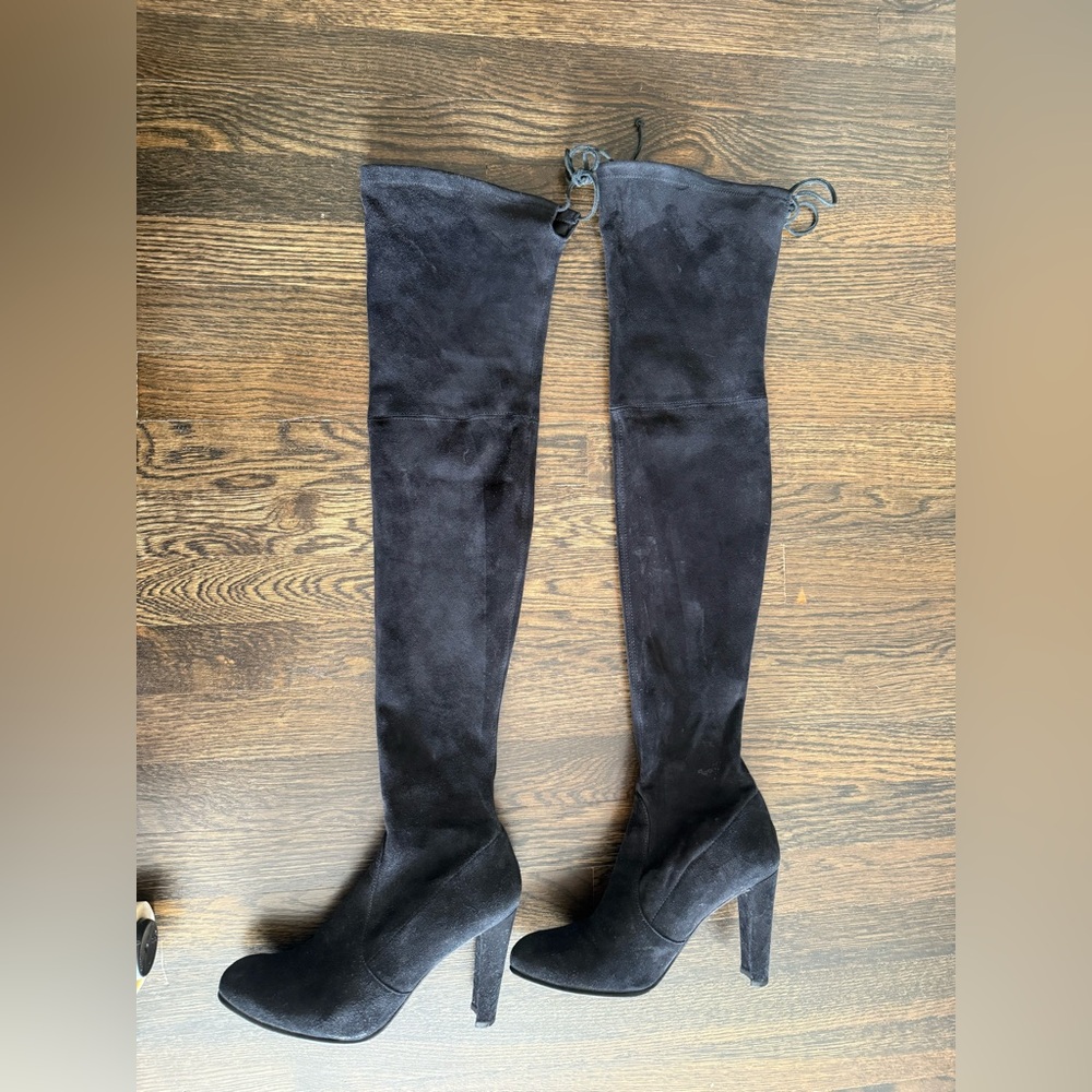 Stuart Weitzman Highland black suede boots Over-the-Knee